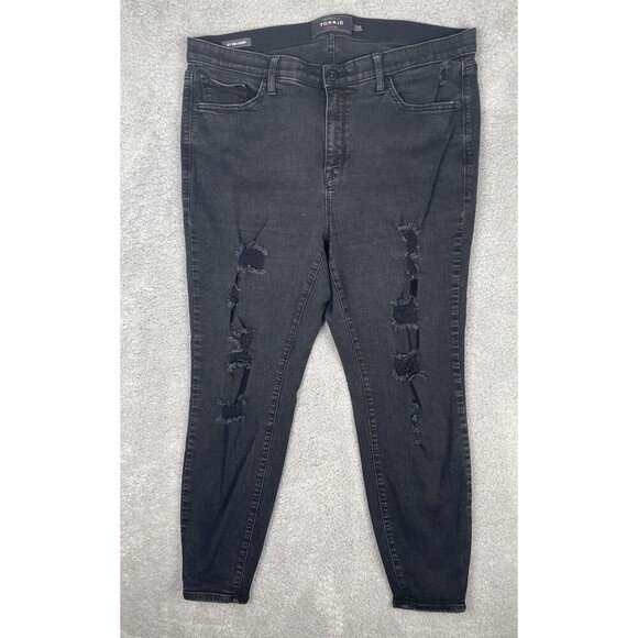 TORRID PREMIUM Sky High Skinny Stretch Black Denim Ankle Jeans Plus Sz 20R - Picture 1 of 7